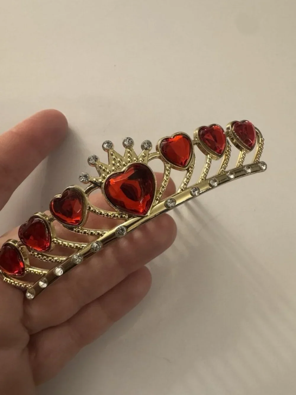 Vintage Disney Red Hearts Princess Crown Tiara Comb BB36
